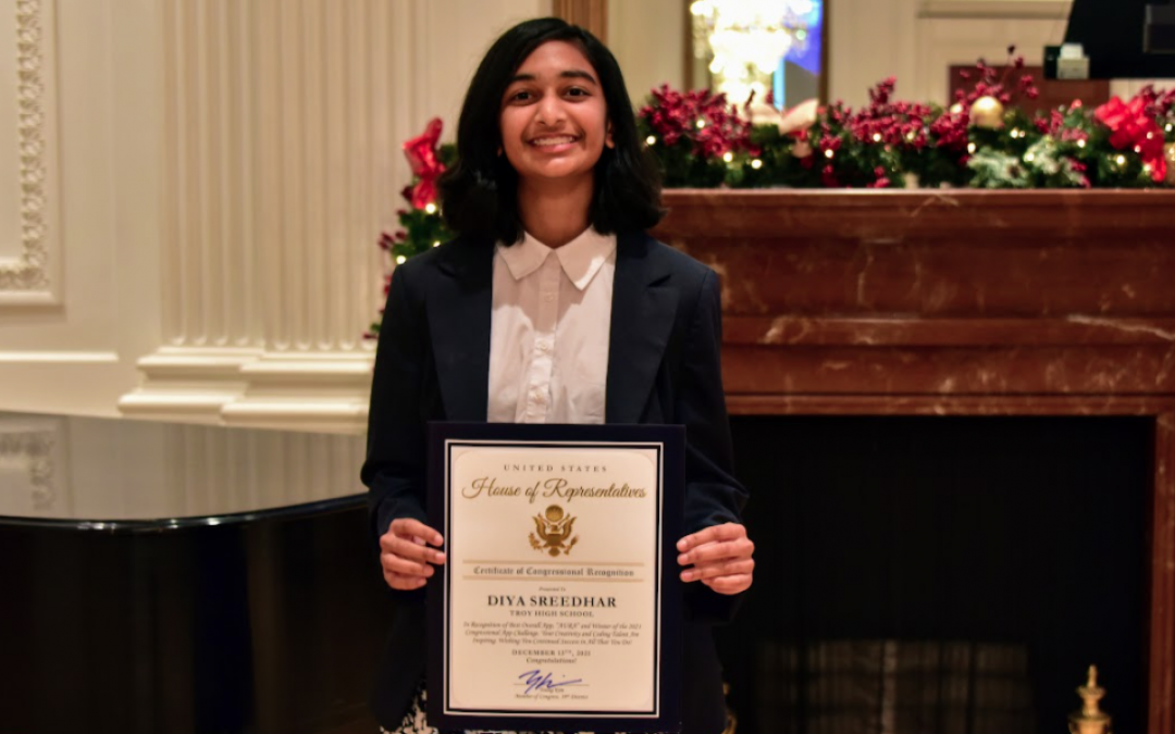 Troy High School Freshman Named Winner of 2021 CA-39  Congressional App Challenge